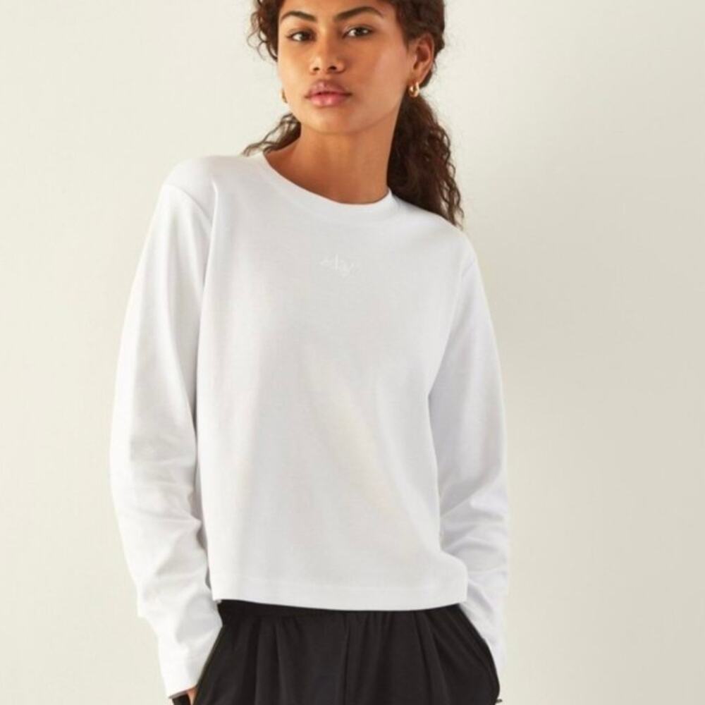 ADAY "All Day" Long Sleeve White Crew Neck Shirt 100% Cotton Size XL